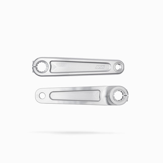 North Shore Billet Talon Pinion Cranks in clear anodized silver